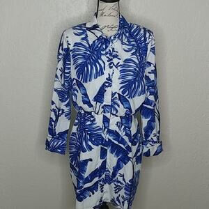 BCBG New York Palm Leaf Print Shirt Dress Size M (CL)